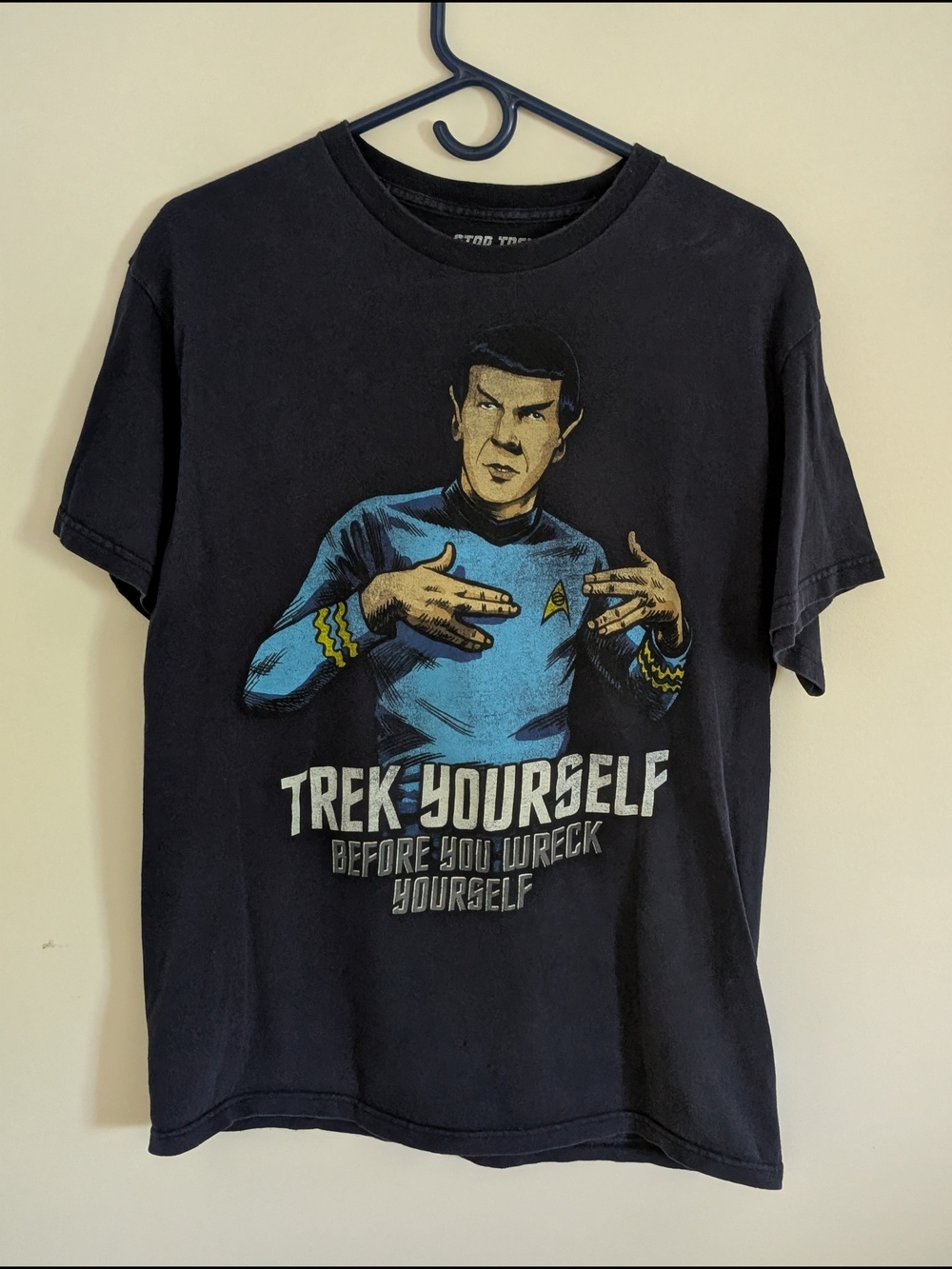 Star Trek "Trek Yourself Before You Wreck Yourself" T-Shirt, Size L Dark Blue